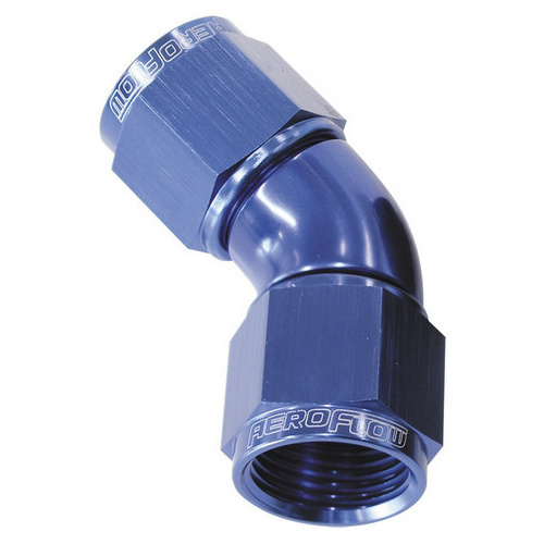 Aeroflow -12AN 45 DEG SWIVEL COUPLER BLUE BILLET FULL FLOW 1 PIECE