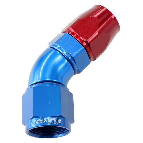 Aeroflow 45 DEG -20AN FULL FLOW TEFLON HOSE END BLUE 1 PIECE FULLFLOW