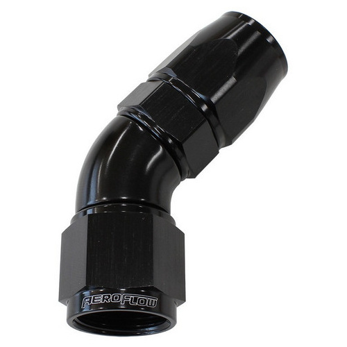 Aeroflow 45 DEG -20AN FULL FLOW TEFLON HOSE END BLACK 1 PIECE FULLFLO