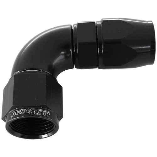 Aeroflow 90 DEG -3AN FULL FLOW TEFLON HOSE END BLACK 1 PIECE FULLFLO