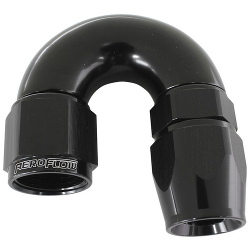 Aeroflow 180 DEG -6AN FULL FLOW TEFLON HOSE END BLACK 1 PIECE FULLFLO