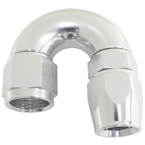 Aeroflow 180 DEG -8AN FULL FLOW TEFLON HOSE END SILVER 1 PIECE FULLFL