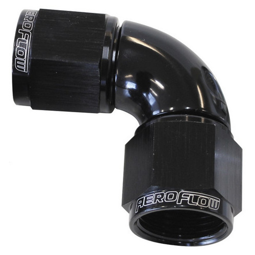 Aeroflow -8AN 90 DEG SWIVEL COUPLER BLACK BILLET FULL FLOW 1 PIECE