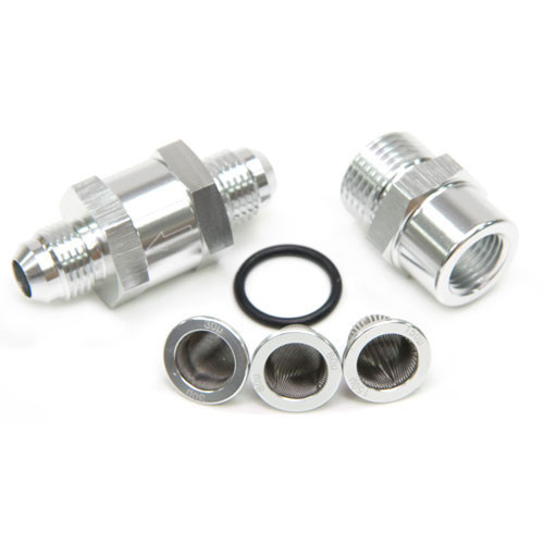 Aeroflow -6AN INLINE FUEL & OIL FILTER SILVER 3X FILTER 30 80 150 MIC