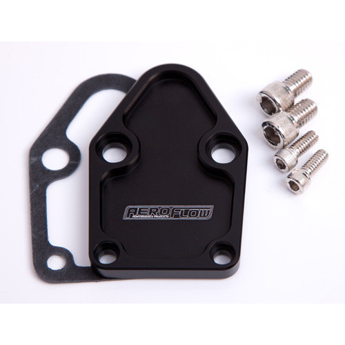 Aeroflow BILLET FUEL PUMP BLOCK OFF PLATE BLACK SUITS SBC