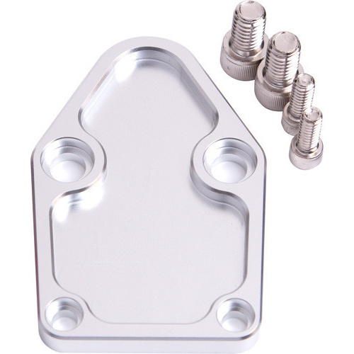 Aeroflow BILLET FUEL PUMP BLOCK OFF PLATE SILVER SUITS SBC