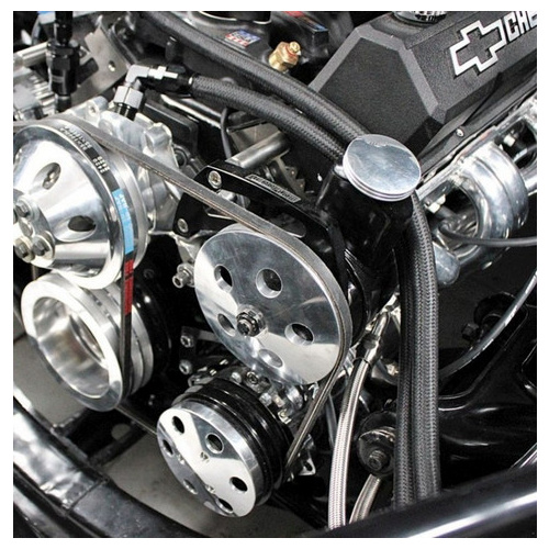 Aeroflow BLACK POWER STEER BRACKET S/B HIGH MOUNT SUIT S/B CHEV