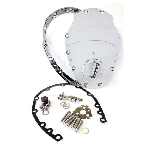 Aeroflow SB CHEV 350 V6 2 PIECE TIMING COVER KIT BILLET CHROME