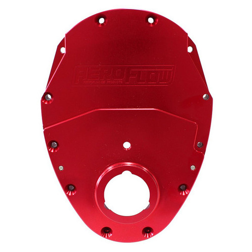 Aeroflow SB CHEV 350 V6 2 PIECE TIMING COVER KIT BILLET RED