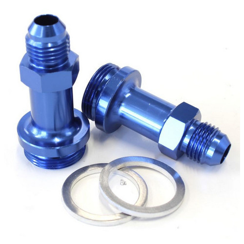Aeroflow HOLLEY INLET FITTING -6AN BLUE 7/8'' X 20 TO -6AN LONG