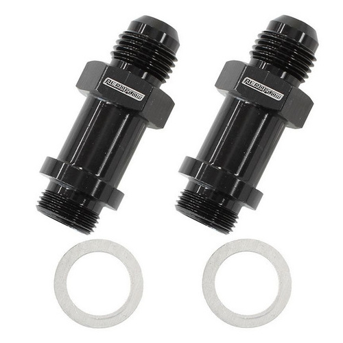 Aeroflow BG / DEMON INLET FITTING -6AN BLACK 9/16'' X 24 TO -6AN LONG