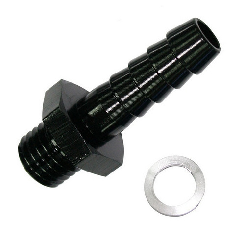 Aeroflow METRIC M12 X 1.5MM TO 8MM BARBBLACK MALE M12X5/16'' MALE BARB