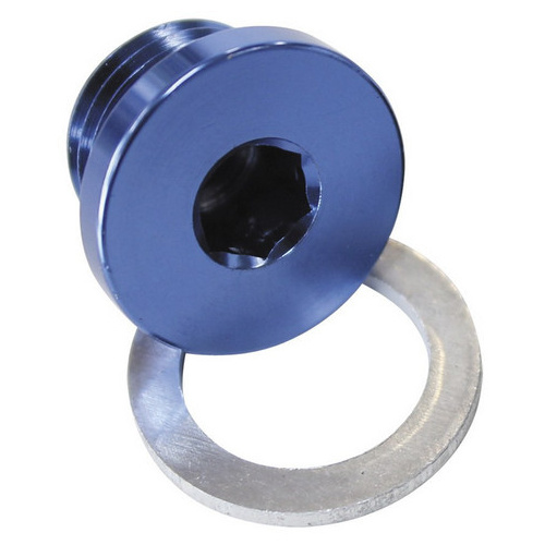Aeroflow METRIC PORT PLUG M10 X 1.0 BLUE LOW PROFILE HEX PLUG