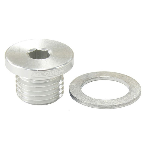 Aeroflow METRIC PORT PLUG M12 X 1.25 SILVER LOW PROFILE HEX PLUG