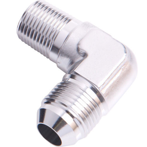 Aeroflow MALE 90 DEG 3/8'' NPT TO -8AN SILVER MALE NPT TO AN 90 DEG