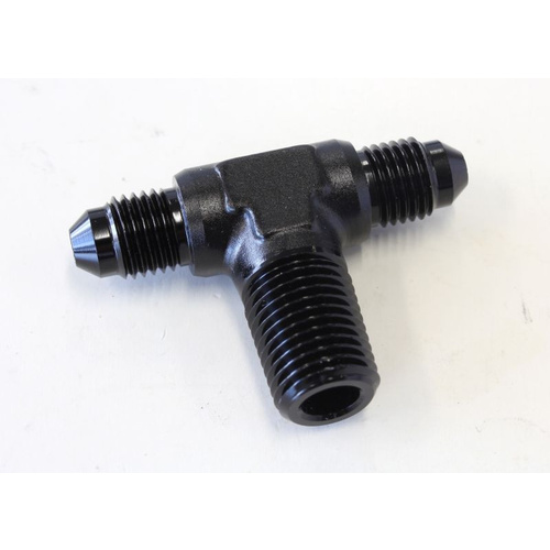 Aeroflow TEE -4AN WITH 1/4'' NPT ON SIDEBLACK AN TEE WITH NPT ON SIDE