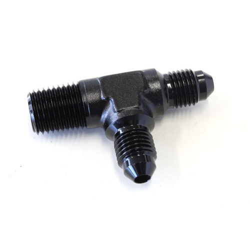 Aeroflow TEE -4AN WITH 1/4'' NPT ON RUN BLACK AN TEE WITH NPT ON RUN