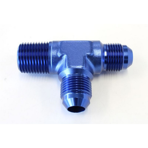 Aeroflow TEE -8AN WITH 1/2'' NPT ON RUN BLUE AN TEE WITH NPT ON RUN