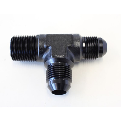 Aeroflow TEE -8AN WITH 1/2'' NPT ON RUN BLACK AN TEE WITH NPT ON RUN