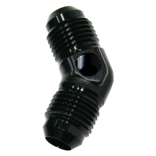Aeroflow Male -8 45 Deg Union With 1/8''Port Black