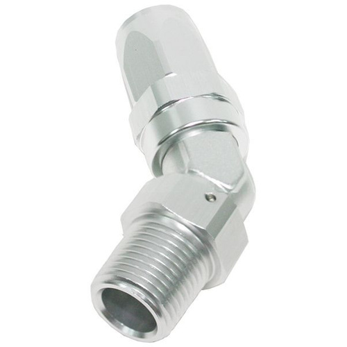 Aeroflow Male 3/8 NPT 45 Deg to -6 Hose Silver