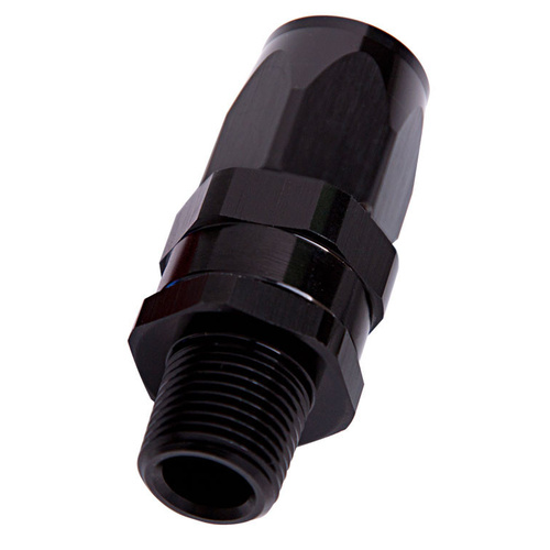 Aeroflow 100/450 Series Taper Adapter 1/4" NPT Male to -06AN Hose Straight Black AF830-06-04BLK