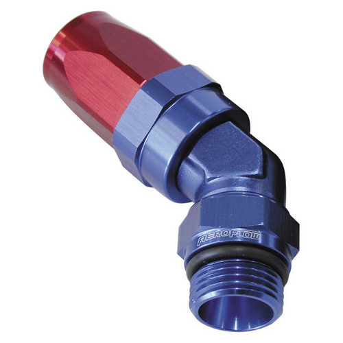 Aeroflow 45 DEG -16 ORB TO -16AN HOSE BLUE SWIVEL
