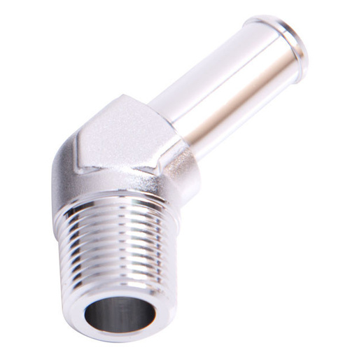 Aeroflow 45 DEG 1/8'' NPT TO 1/4'' BARB SILVER 45 DEG MALE TO MALE