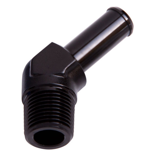 Aeroflow 45 DEG 1/4'' NPT TO 3/8'' BARB BLACK 45 DEG MALE TO MALE