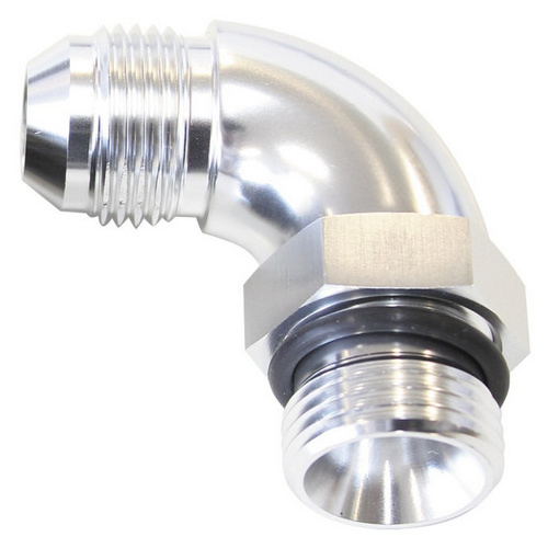 Aeroflow 90 DEG -6ORB TO -8AN COMPLETE WITH JAM NUT AND O-RING SILVER