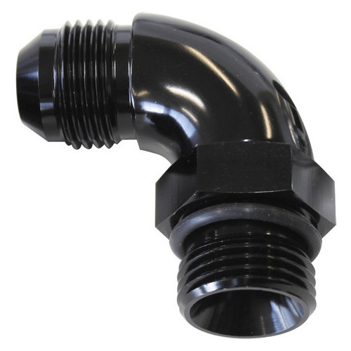 Aeroflow 90 DEG -10ORB TO -12AN COMPLETWITH JAM NUT AND O-RING BLACK