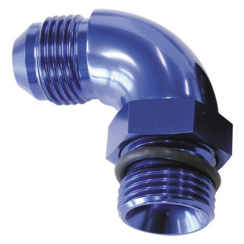 Aeroflow 90 DEG -20ORB TO -20AN COMPLETWITH JAM NUT AND O-RING BLUE