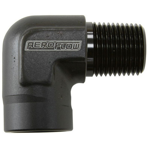Aeroflow 90 Deg Female - Male Elbow 3/8 NPT Black