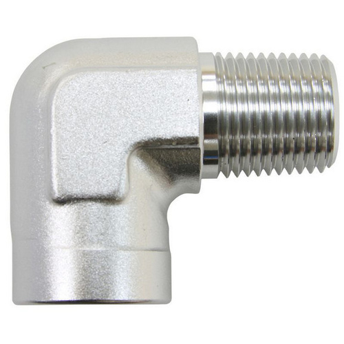 Aeroflow 90 Deg Female - Male Elbow 3/8 NPT Silver