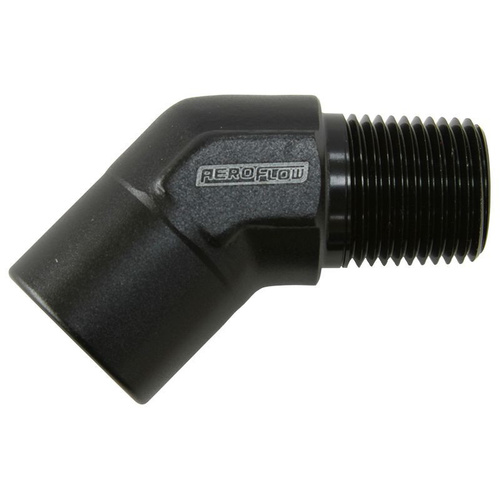 Aeroflow 45 Deg Female - Male Elbow 3/8 NPT Black