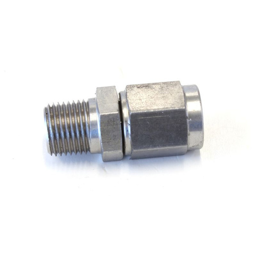 Aeroflow 1/8'' NPT TO -3AN FEMALE NUT STAINLESS STRAIGHT SWIVEL NUT