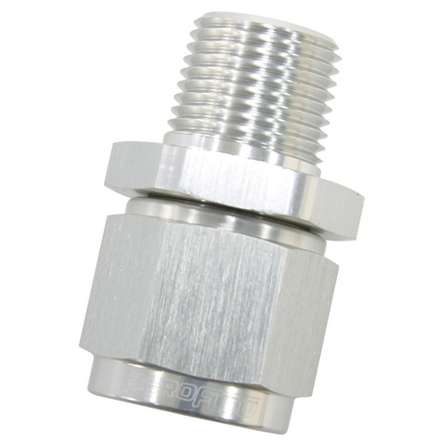 Aeroflow 3/8'' NPT TO -8AN FEMALE NUT SILVER STRAIGHT SWIVEL NUT