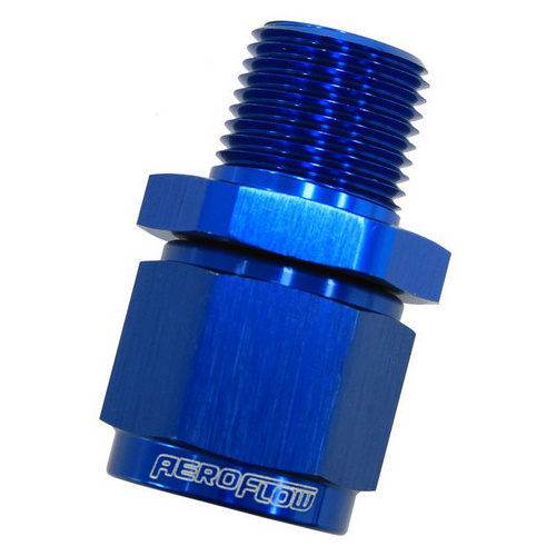 Aeroflow 1/2'' NPT TO -12AN FEMALE NUT BLUE STRAIGHT SWIVEL NUT