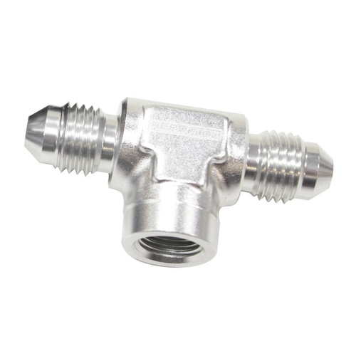 Aeroflow -4AN MALE TEE WITH 1/8 ON SIDESILVER FEMALE 1/8'' NPT ON SIDE