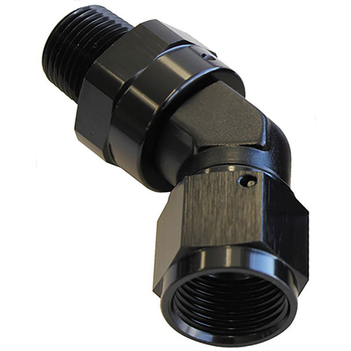 Aeroflow 45 DEG 1/8'' NPT TO -3AN FEMALEBLACK FULL SWIVEL FITTING