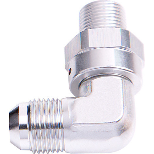 Aeroflow 90 DEG 3/8'' NPT TO -10AN SILVER MALE SWIVEL THREAD