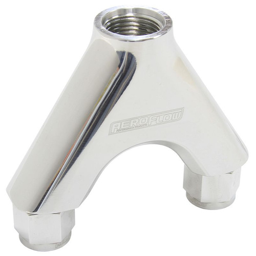 Aeroflow BILLET Y-PIECE 2X -8AN FEMALE TO 1X -10ORB POLISHED