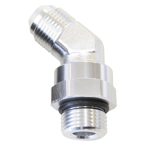 Aeroflow MALE -8 ORB 45 TO -6AN MALE SILVER FULL SWIVEL