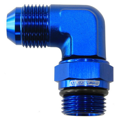 Aeroflow MALE -8 ORB 90 TO -10AN MALE BLUE FULL SWIVEL