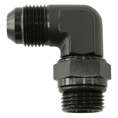 Aeroflow MALE -12 ORB 90 TO -12AN MALE BLACK FULL SWIVEL