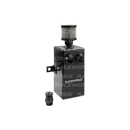 RACEWORKS Black Aluminium Catch Can With Drain Tap 1L ALY-129B
