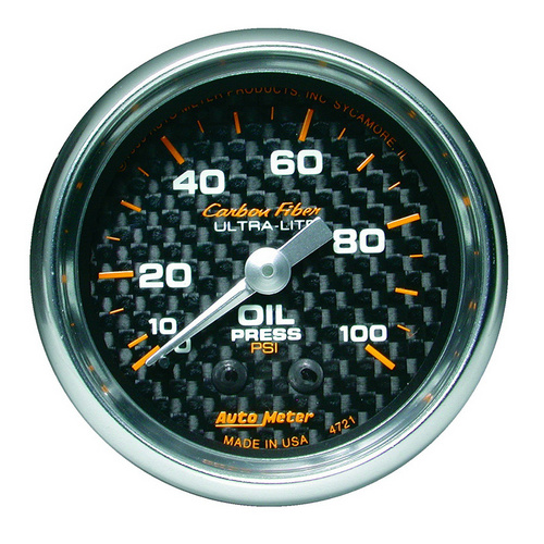 Auto Meter Carbon Fiber Series Oil Pressure Gauge AU4721