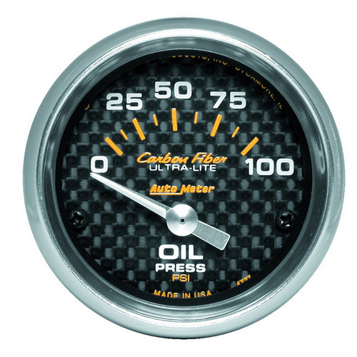 Auto Meter Carbon Fiber Series Oil Pressure Gauge AU4727