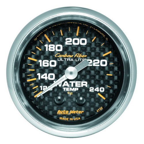 Auto Meter Carbon Fiber Series Water Temperature Gauge AU4732