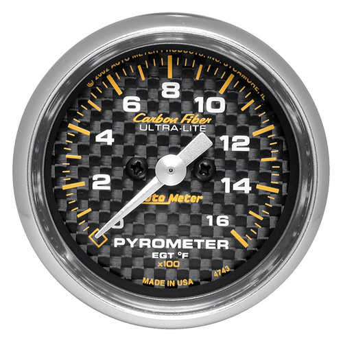 Auto Meter Carbon Fiber Series Pyrometer Gauge Kit AU4744